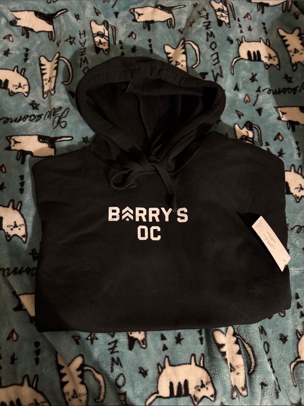 Barry's OC Black Logo Cropped Hoodie - Bold White Text